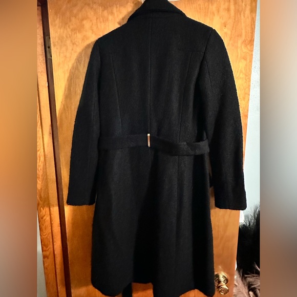 Ivanka Trump Wool Blend Black Dress Coat with gold accent brooch. - Picture 5 of 5